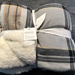 Pottery Barn Anthony Plaid Sherpa Backed Throw